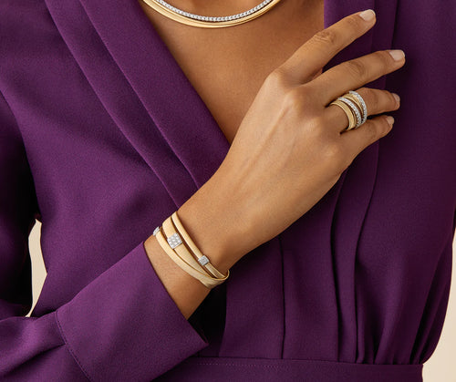 MASAI  18kt yellow gold three-strand bracelet with diamond pavé