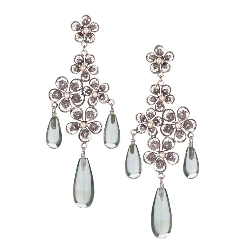 Hortensia post chandelier earrings