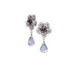 SMALL DELICATE FLOWER EARRING WITH LEMURIA DROP